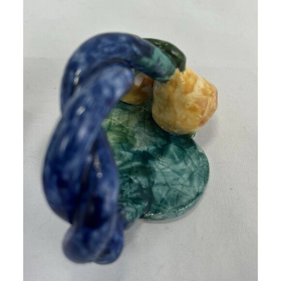 Vintage Handcrafted Majolica Pear Napkin Rings Set Of 2 Hand Painted Italy - Picture 8 of 11